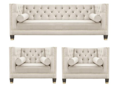 Sofagarnitur Couch Samt Polster couchen 3tlg. set garnituren wohnzimmer